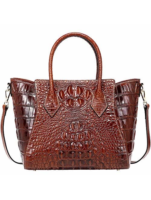 PIJUSHI Embossed Crocodile Handbags for Ladies Designer Purses Top Handle Shoulder Bag