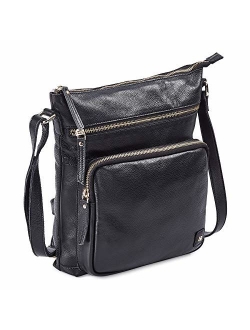 Leather Crossbody Purses and Handbags for Women-Premium Crossover Bag Over the Shoulder Womens