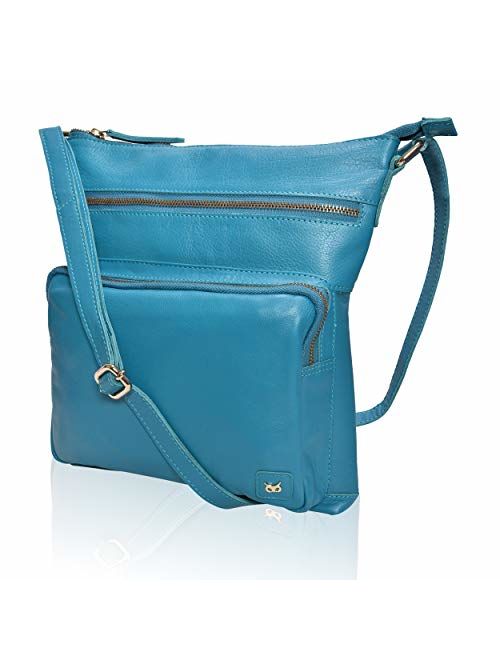 Leather Crossbody Purses and Handbags for Women-Premium Crossover Bag Over the Shoulder Womens