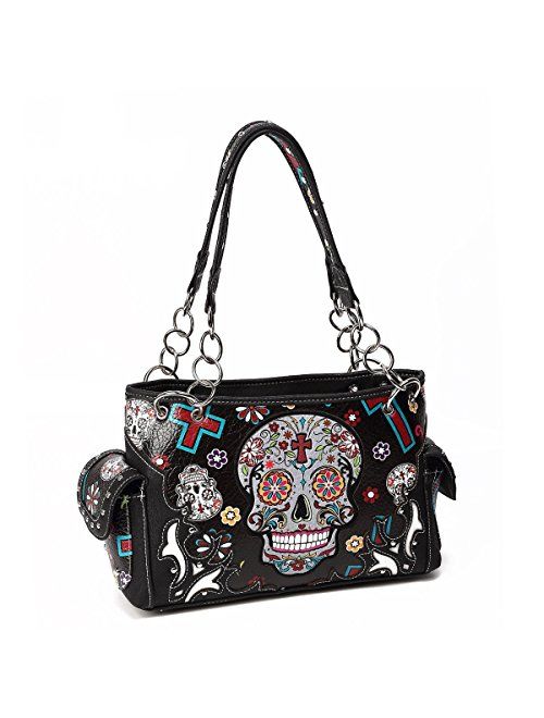 Sugar Skull Purse with Concealed Carry Pocket Day of The Dead Handbag