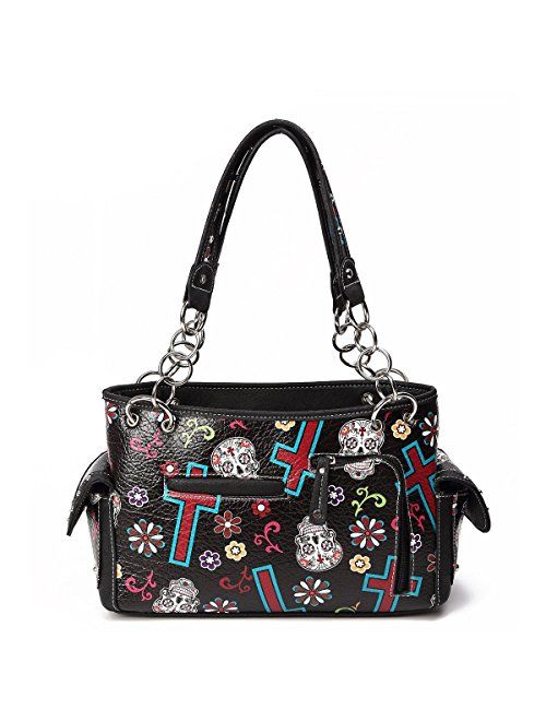 Sugar Skull Purse with Concealed Carry Pocket Day of The Dead Handbag