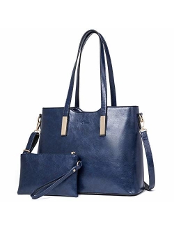 Purses and Handbags for Women Leather Designer Tote Large Fashion Ladies Shoulder Bags with Inner Pouch 2Pcs Set