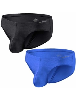 ZONBAILON Mens Bulge Enhancing Underwear Sexy Big Bulge Pouch Low Rise Briefs Bikini Pack