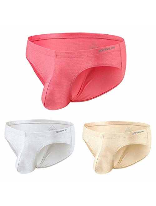 ZONBAILON Mens Bulge Enhancing Underwear Sexy Big Bulge Pouch Low Rise Briefs Bikini Pack