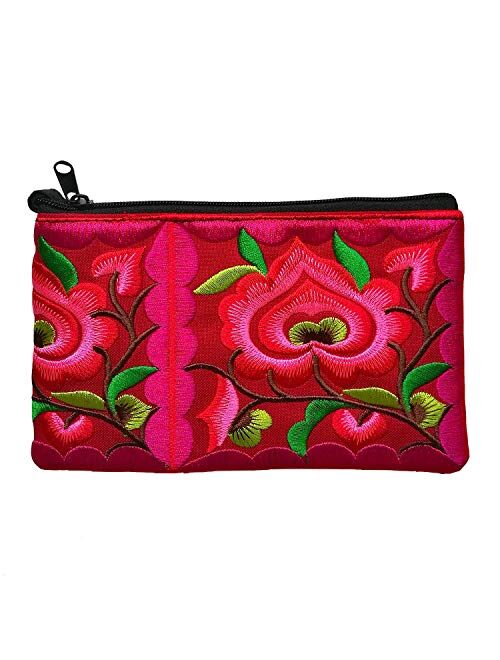 Sabai Jai - Mini Floral Wristlet Wallet for Women - Small Handmade Boho Change Purse Pouch