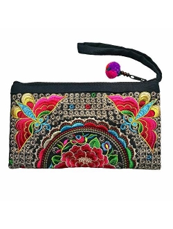 Sabai Jai - Smartphone Wristlet Bag - Handmade Embroidered Boho Clutch Wallets Purses