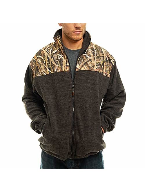 Trailcrest Men's C-Max Full Zip Polar Fleece Jacket, Mossy Oak Shadow Grass Blades Camo