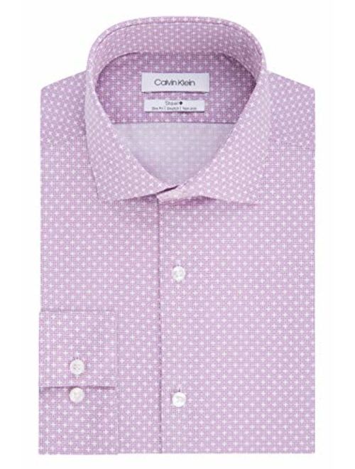 Calvin Klein Men's Dress Shirt Slim Fit Non Iron Stretch Print