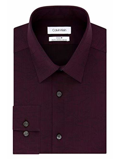 Calvin Klein Men's Dress Shirt Slim Fit Non Iron Stretch Print