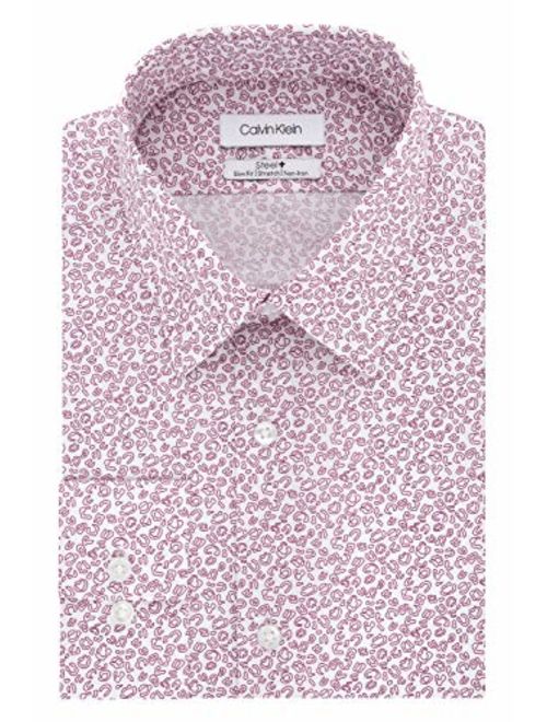 Calvin Klein Men's Dress Shirt Slim Fit Non Iron Stretch Print