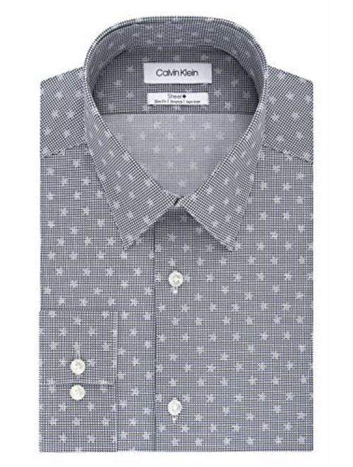 Calvin Klein Men's Dress Shirt Slim Fit Non Iron Stretch Print