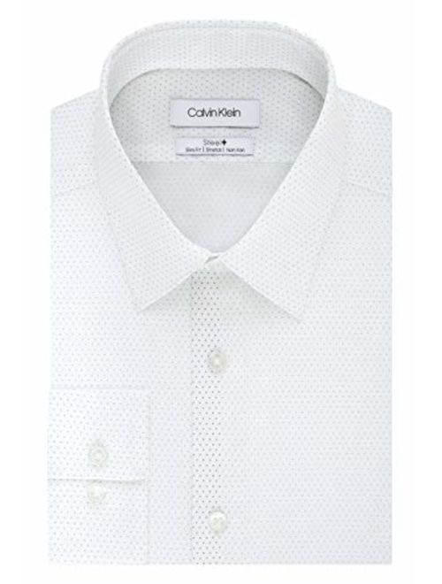 Calvin Klein Men's Dress Shirt Slim Fit Non Iron Stretch Print