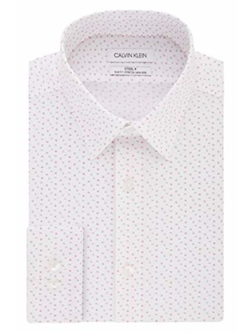 Calvin Klein Men's Dress Shirt Slim Fit Non Iron Stretch Print