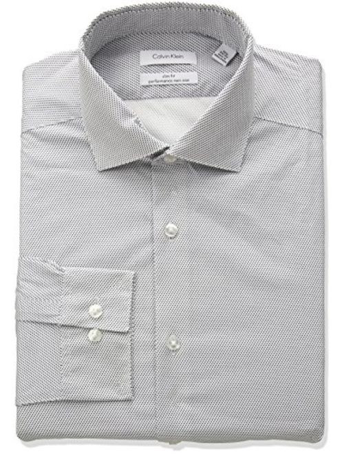 Calvin Klein Men's Dress Shirt Slim Fit Non Iron Stretch Print