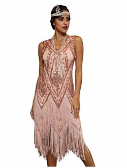 Women's 1920s Flapper Dress Embellished Vintage Swing Fringed Gatsby Roaring 20s Dress