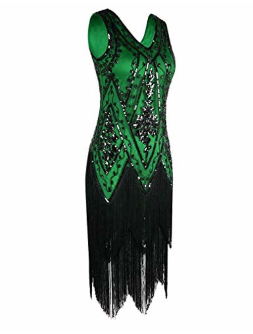 PrettyGuide Women's 1920s Flapper Dress Embellished Vintage Swing Fringed Gatsby Roaring 20s Dress