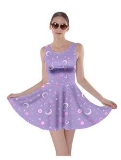 CowCow Womens Starry Night Sky Moon Stars Space Constellations Planets Mrs Frizzle Skater Dress, XS-5XL