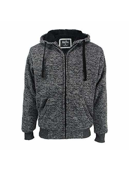 LeeHanTon Fashion Hoodies for Men Full Zip Up Sherpa Lined Sports Sweatshirts Mens Winter Fleece Fabric Jacket with Hood