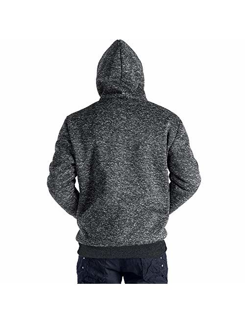 LeeHanTon Fashion Hoodies for Men Full Zip Up Sherpa Lined Sports Sweatshirts Mens Winter Fleece Fabric Jacket with Hood