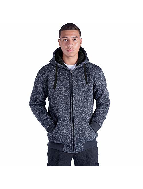 LeeHanTon Fashion Hoodies for Men Full Zip Up Sherpa Lined Sports Sweatshirts Mens Winter Fleece Fabric Jacket with Hood