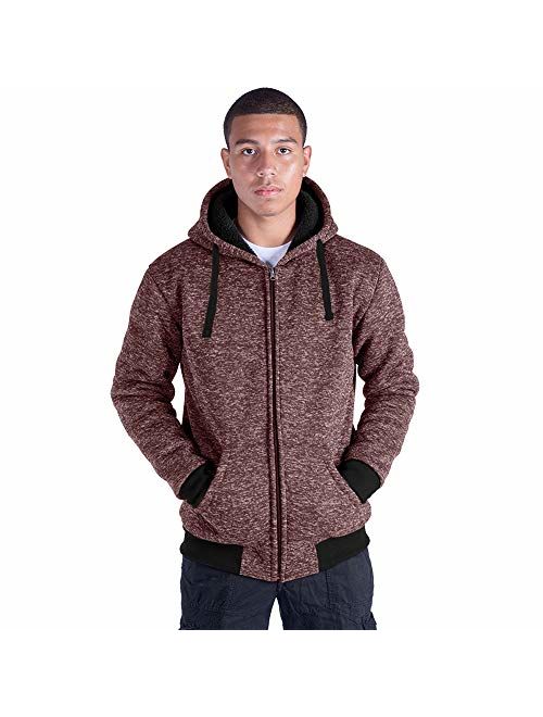 LeeHanTon Fashion Hoodies for Men Full Zip Up Sherpa Lined Sports Sweatshirts Mens Winter Fleece Fabric Jacket with Hood