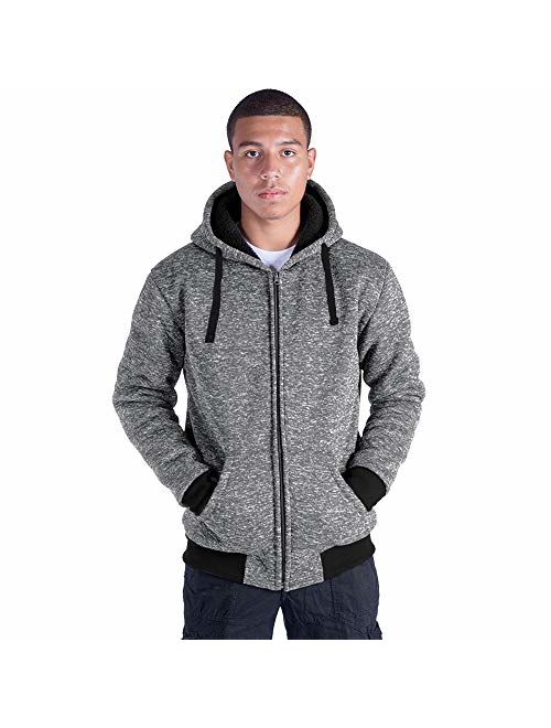 LeeHanTon Fashion Hoodies for Men Full Zip Up Sherpa Lined Sports Sweatshirts Mens Winter Fleece Fabric Jacket with Hood