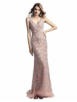 Sarahbridal Women's Lace Mermaid Prom Dresses Long Sequin Beaded Evening Ball Gowns