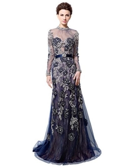 Sarahbridal Women's Lace Mermaid Prom Dresses Long Sequin Beaded Evening Ball Gowns