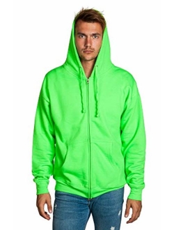 Zeratova Mens Full Zip up Hoodie Fleece Heavyweight Hooded Jacket Sweatshirt Long Sleeve