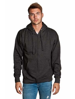 Zeratova Mens Full Zip up Hoodie Fleece Heavyweight Hooded Jacket Sweatshirt Long Sleeve