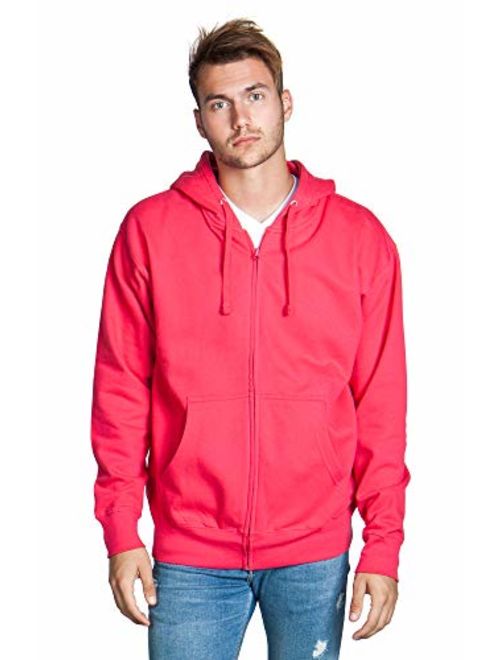 Zeratova Mens Full Zip up Hoodie Fleece Heavyweight Hooded Jacket Sweatshirt Long Sleeve