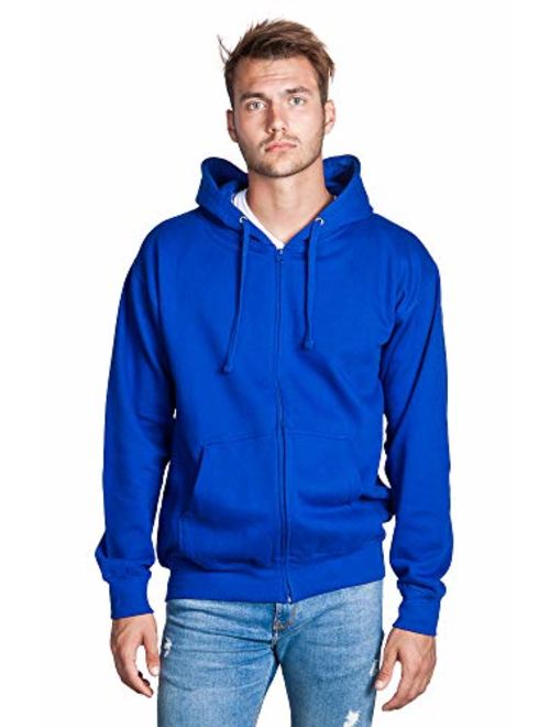 Zeratova Mens Full Zip up Hoodie Fleece Heavyweight Hooded Jacket Sweatshirt Long Sleeve