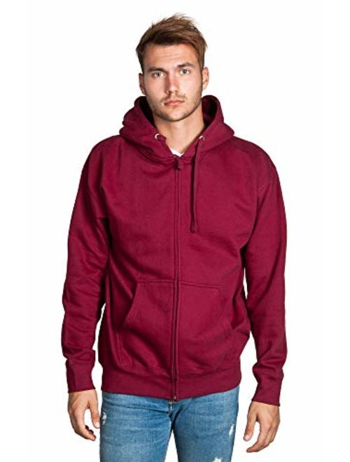 Zeratova Mens Full Zip up Hoodie Fleece Heavyweight Hooded Jacket Sweatshirt Long Sleeve