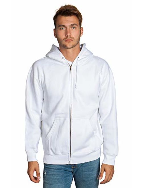 Zeratova Mens Full Zip up Hoodie Fleece Heavyweight Hooded Jacket Sweatshirt Long Sleeve