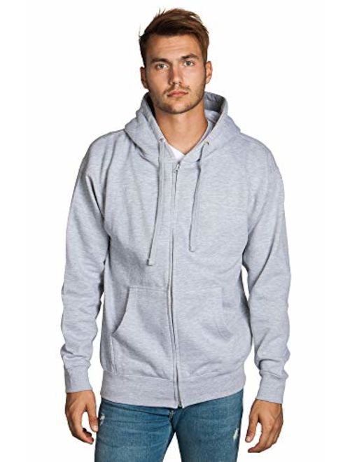 Zeratova Mens Full Zip up Hoodie Fleece Heavyweight Hooded Jacket Sweatshirt Long Sleeve