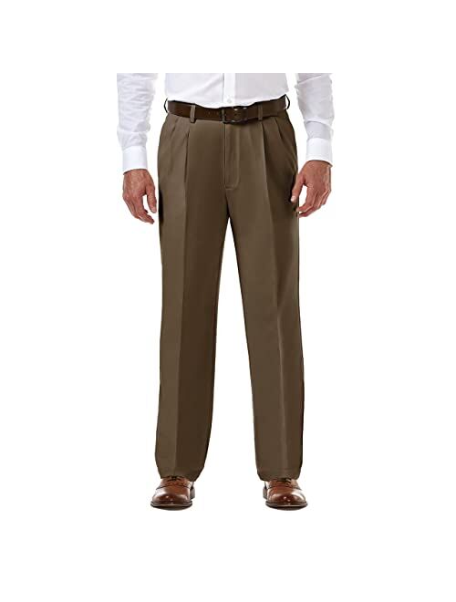 Haggar Men's Cool 18 Pro Classic Fit Pleat Front Hidden Expandable Waist Pant- Regular and Big & Tall Sizes