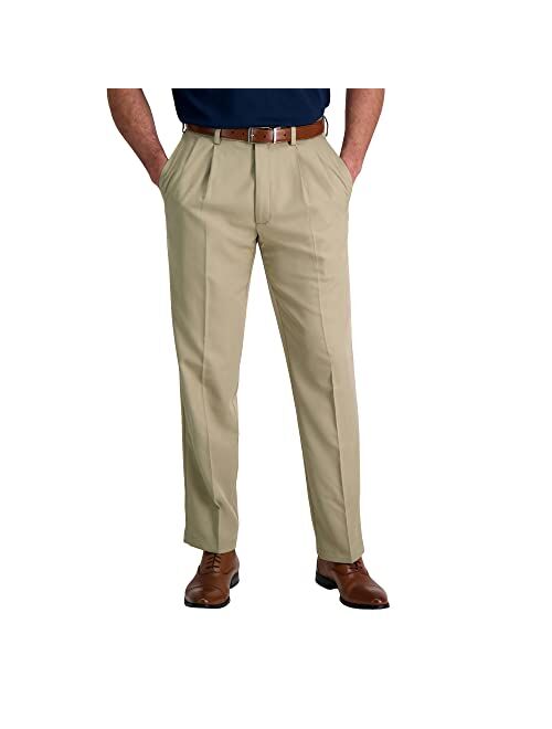 Haggar Men's Cool 18 Pro Classic Fit Pleat Front Hidden Expandable Waist Pant- Regular and Big & Tall Sizes