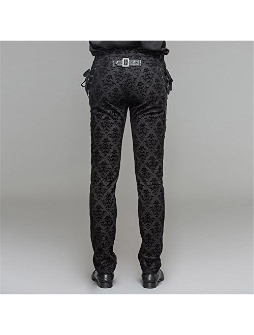 Devil Fashion Punk Men Cotton Dress Pants Victorian Printed Bandage Bridal Pants