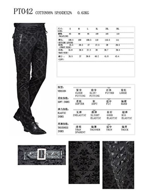 Devil Fashion Punk Men Cotton Dress Pants Victorian Printed Bandage Bridal Pants