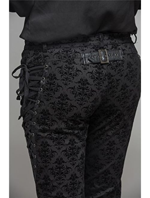 Devil Fashion Punk Men Cotton Dress Pants Victorian Printed Bandage Bridal Pants