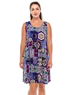 Jostar Women's Stretchy Missy Tank Dress Print