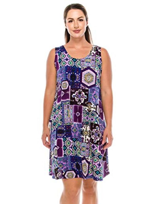 Jostar Women's Stretchy Missy Tank Dress Print