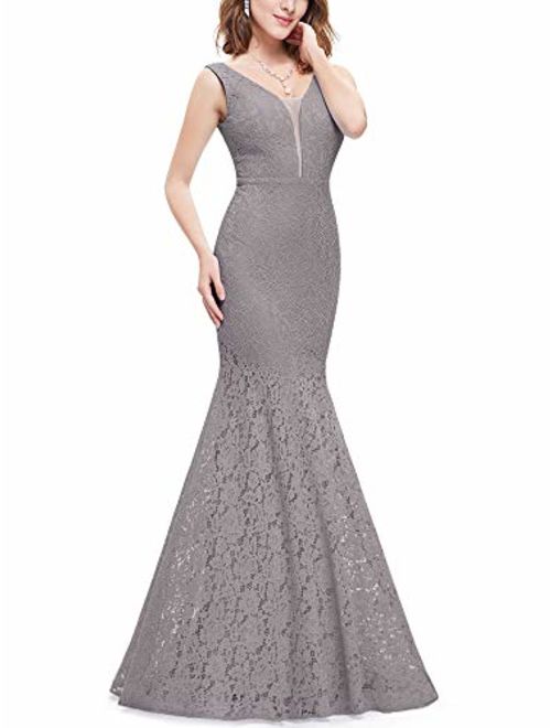 Ever-Pretty Womens Romantic Sexy Lace Floor Length V-Neck Evening Prom Dress 08838