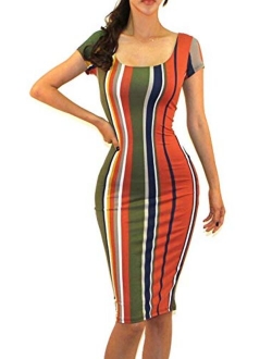 Vivicastle Women's USA Classic Slim Fit Bodycon Pencil Midi Dress