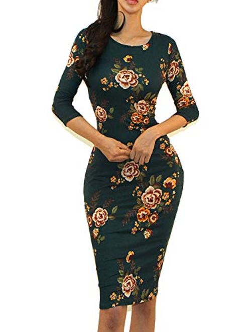 Vivicastle Women's USA Classic Slim Fit Bodycon Pencil Midi Dress