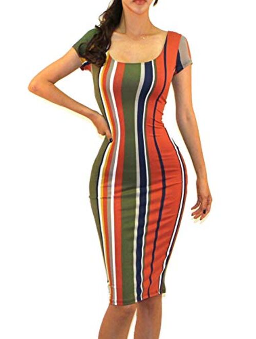 Vivicastle Women's USA Classic Slim Fit Bodycon Pencil Midi Dress