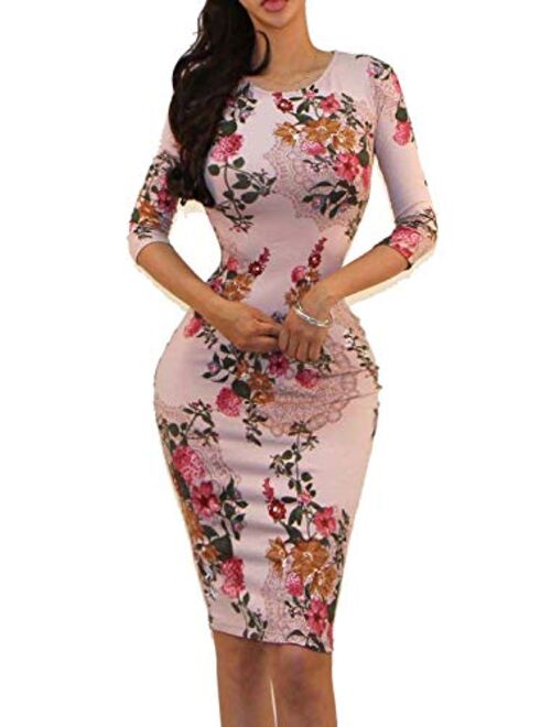 Vivicastle Women's USA Classic Slim Fit Bodycon Pencil Midi Dress