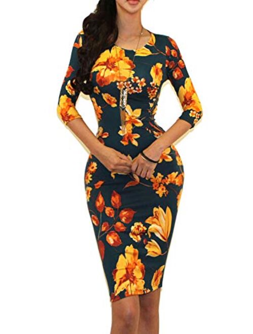 Vivicastle Women's USA Classic Slim Fit Bodycon Pencil Midi Dress