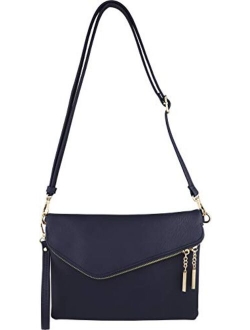 B BRENTANO Fold-Over Envelope Wristlet Clutch Crossbody Bag with Tassel Accents