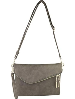 B BRENTANO Fold-Over Envelope Wristlet Clutch Crossbody Bag with Tassel Accents